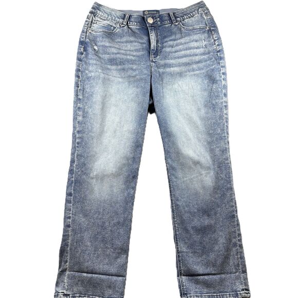 Democracy Women Jeans Straight Leg Faded Wash Ab Solution Denim Size 16W G228 - Picture 1 of 10
